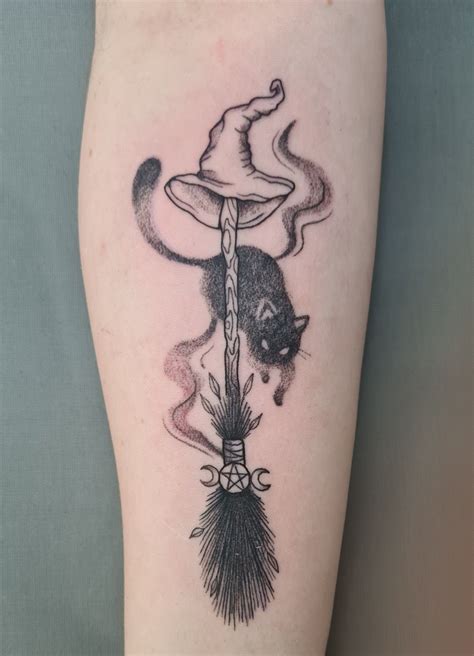 Tattoo of a spectral being with a witch hat infographics
